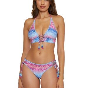 Becca By Rebecca Virtue Multi Pink and Blue Two Piece Bikini Set